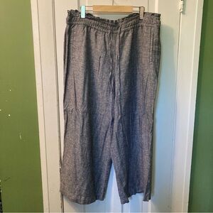 Zac & Rachel Woman’s blue mixed LINEN Joggers BOHHEMIAN BEACHY WIDE-LEG